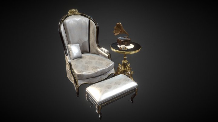 Vintage Victorian Armchair 3D Model