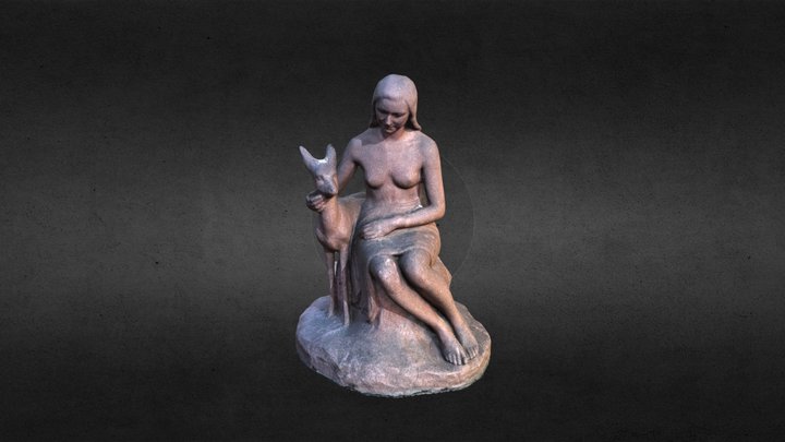 Dievča so srnkou (fontána) 3D Model