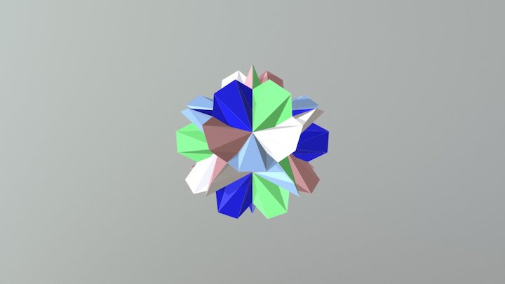Polyhedron with regular folded heptagons 3D Model