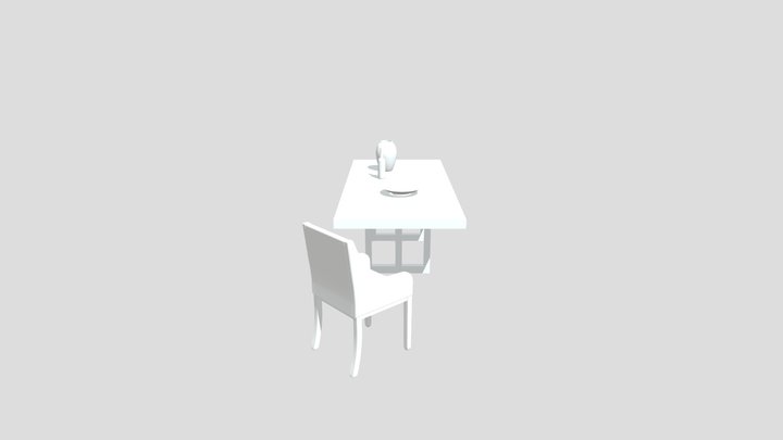 Modern Dining Room Table & Chair 3D Model