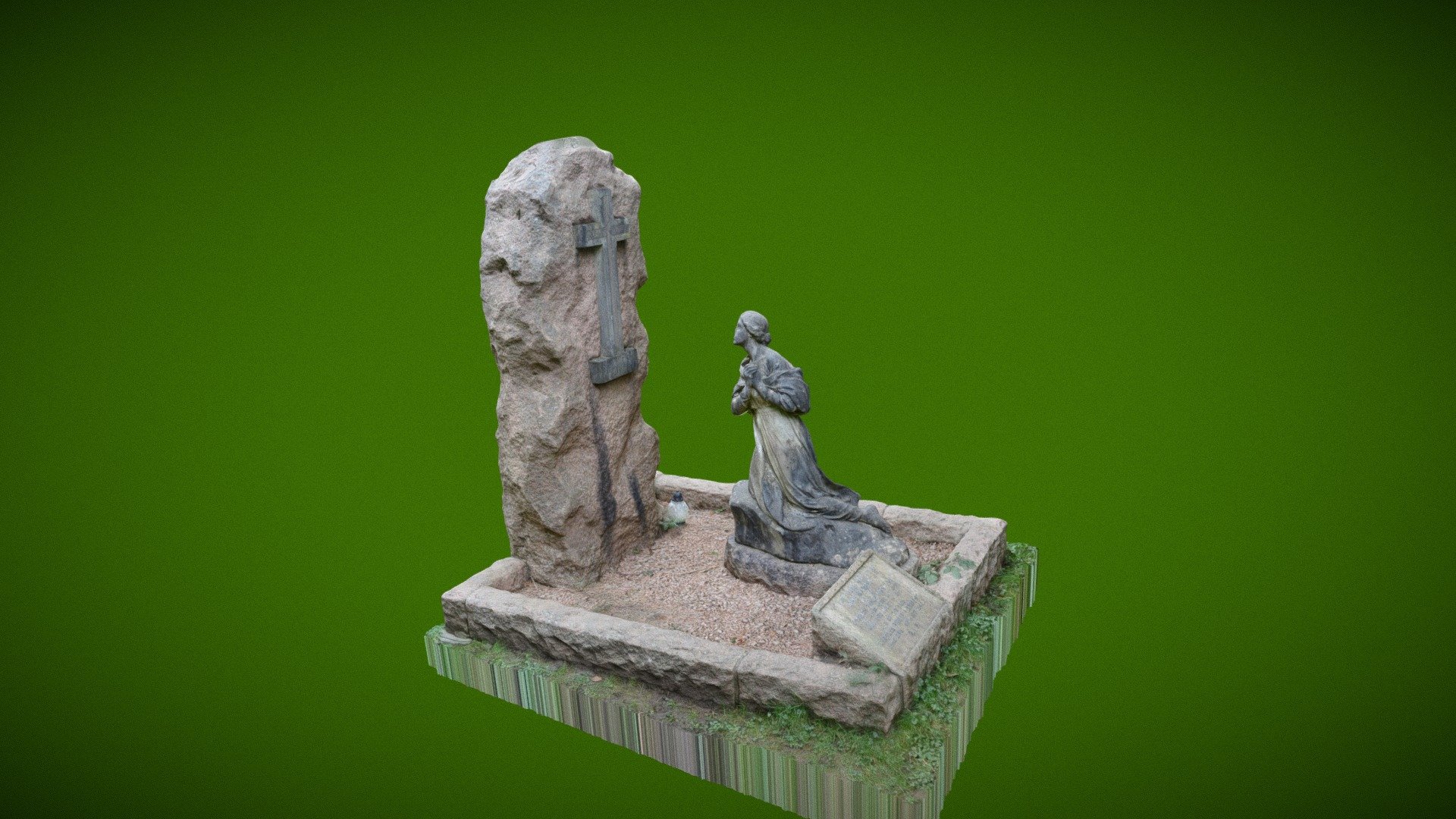 Grave & Statue, Llandaff Cathedral, Wales
