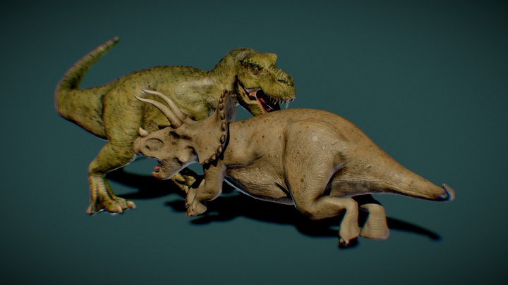Tyrannosaurus vs Triceratops 3D Model