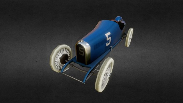 LowPoly Vintage Race Car 2 3D Model