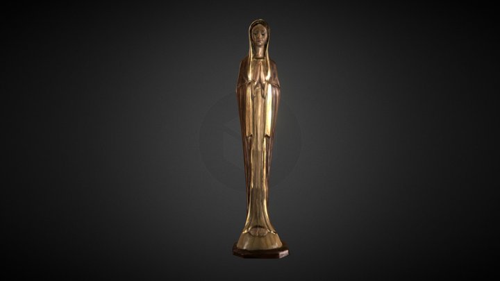 Escultura dorada de la Virgen María 3D Model