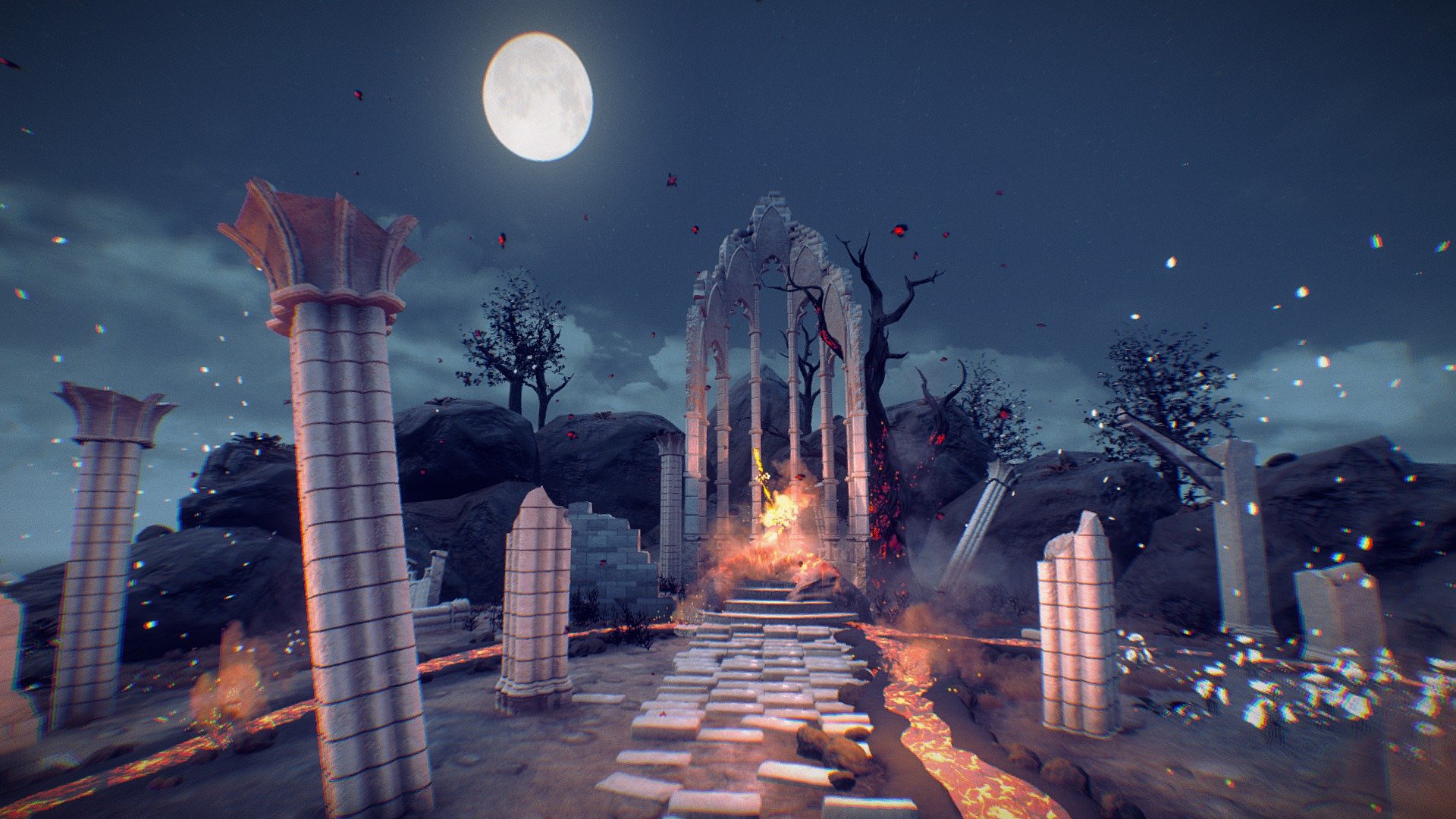 Firesword Shrine by night