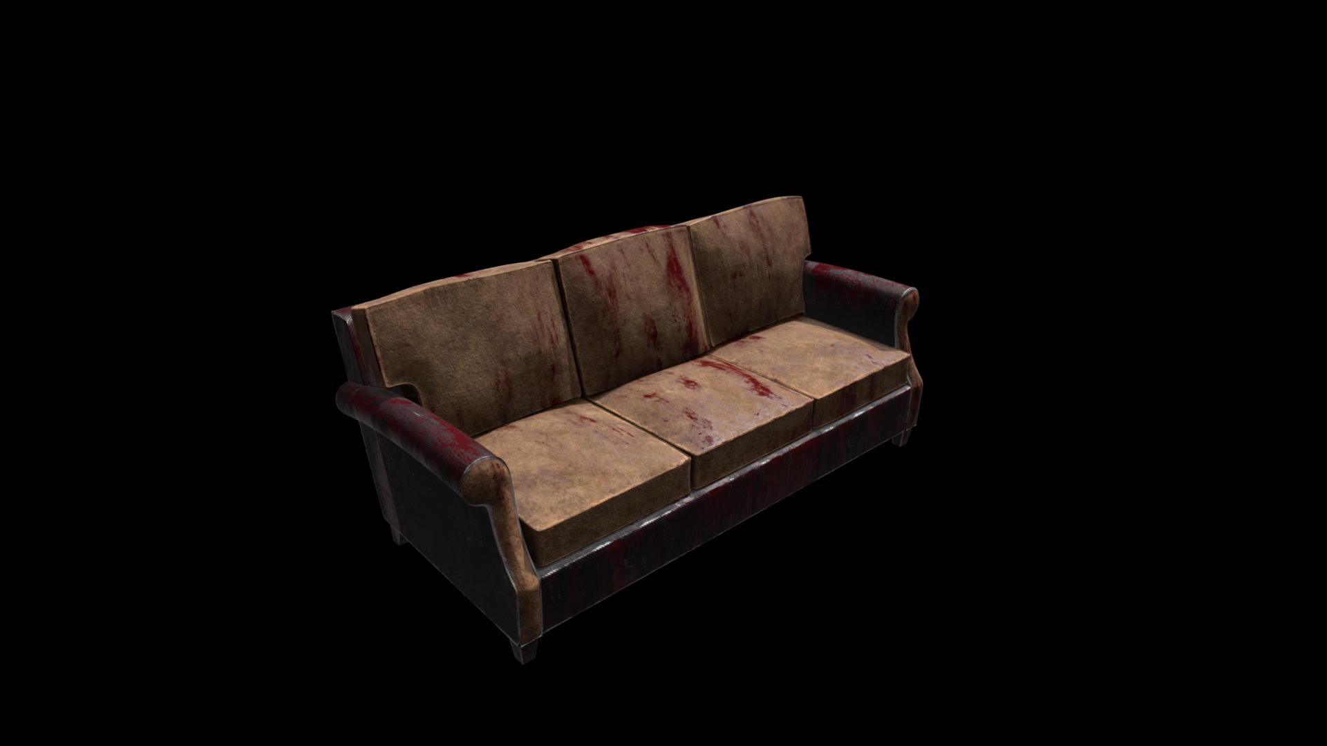 3D model Bloody Horror Sofa - This is a 3D model of the Bloody Horror Sofa. The 3D model is about a brown leather couch.