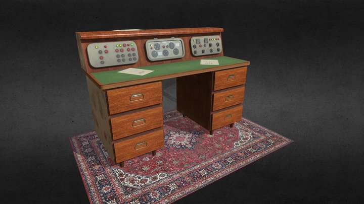 Old soviet table with control panel 3D Model