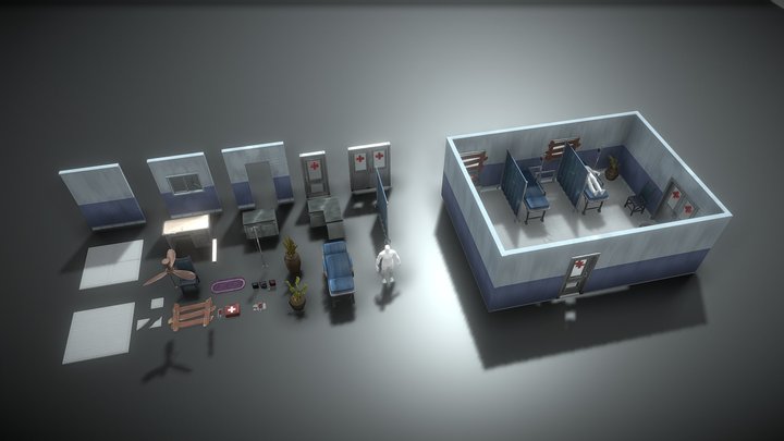 Medical Interior - 3D Low Poly for Game Asset 3D Model