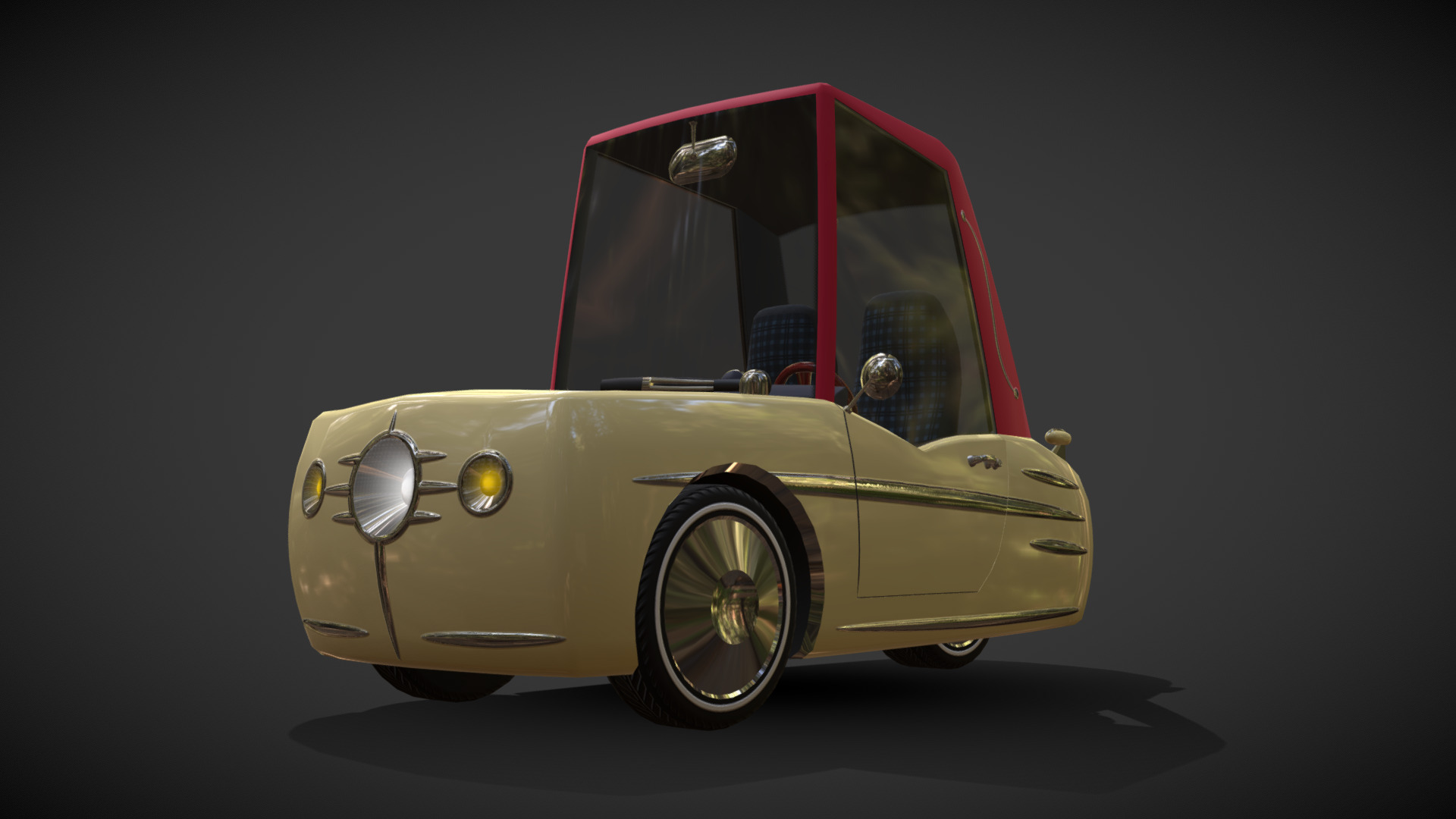 3D model Cartoon Car "Vecto" 3 Wheeler - This is a 3D model of the Cartoon Car "Vecto" 3 Wheeler. The 3D model is about a car with its doors open.