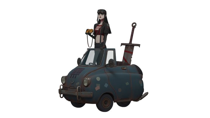 Post Apo girl 4 (white background) 3D Model