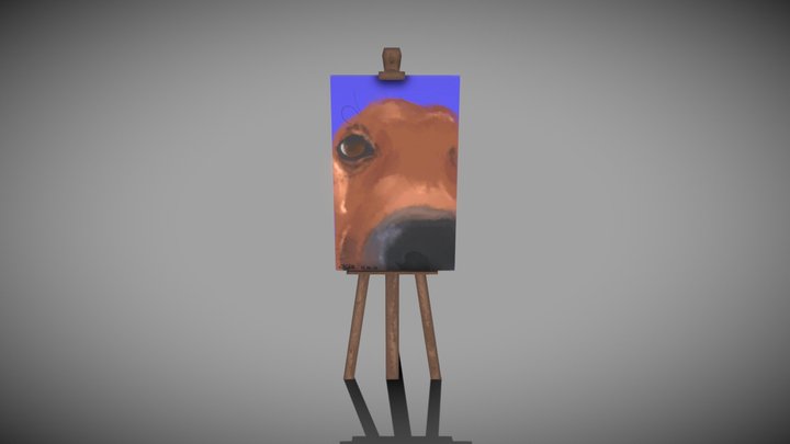 Painting easel with a paint 3D Model