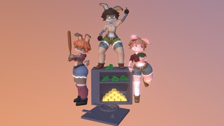 Sandy - Candy - Mandy The Bunnyes 3D Model