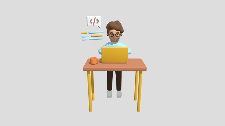 Young-man-doing-coding-work 3D Model