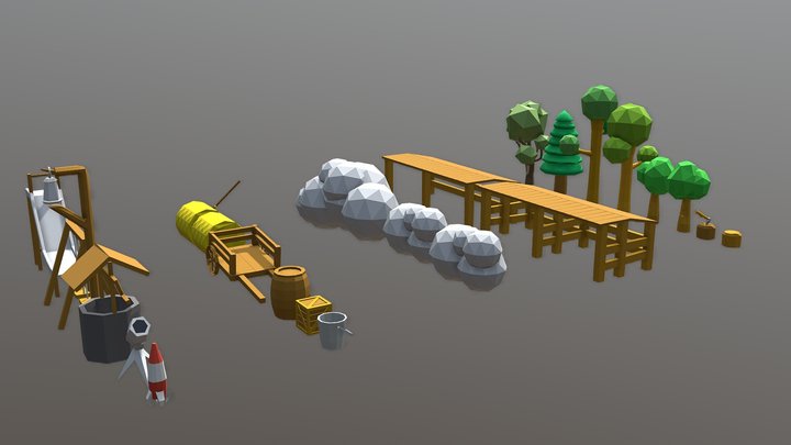 Сartoon Objects Part 1 - trees, exterior & more! 3D Model