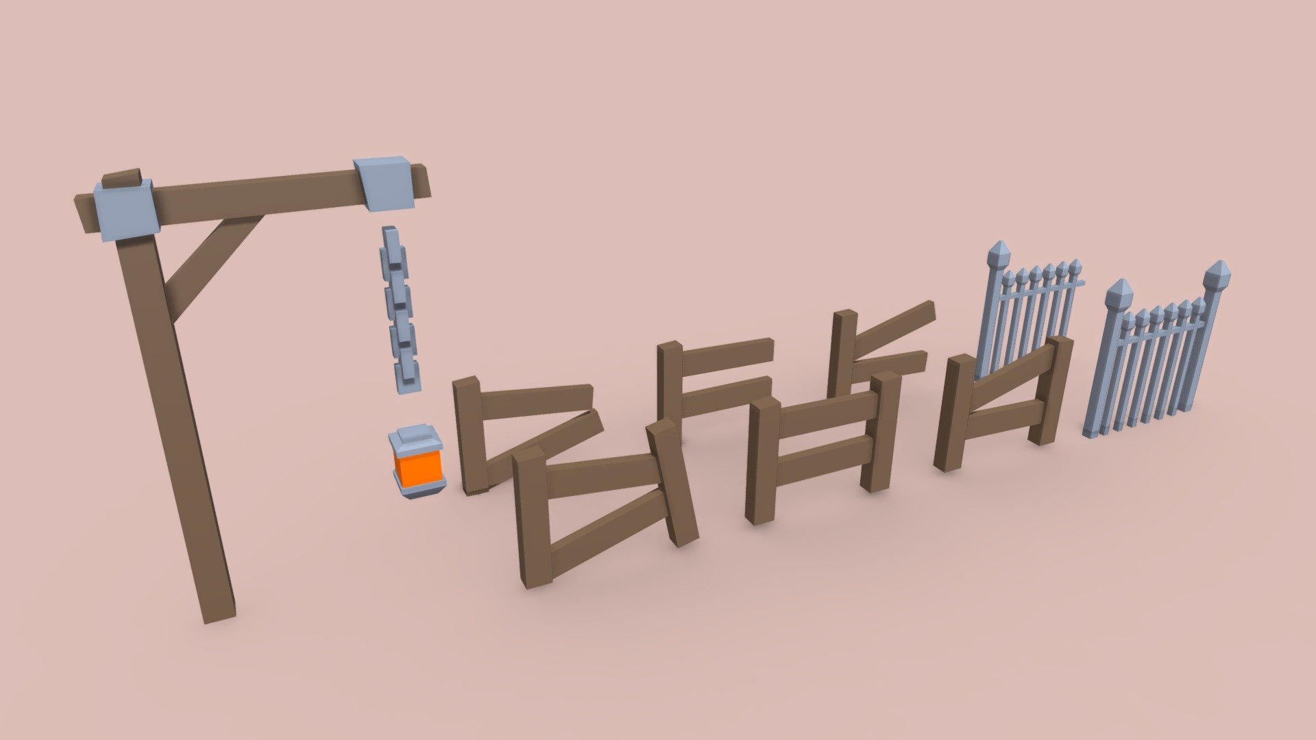 Low-Poly Fence Asset Pack