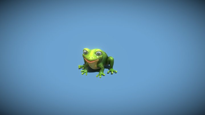 Cartoon Frog Facial Expressions 12 Animations 3D Model