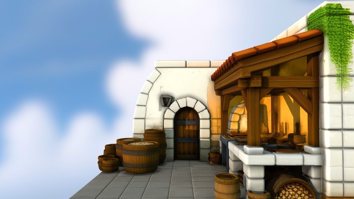 Tiny Low Poly Exterior Fireplace