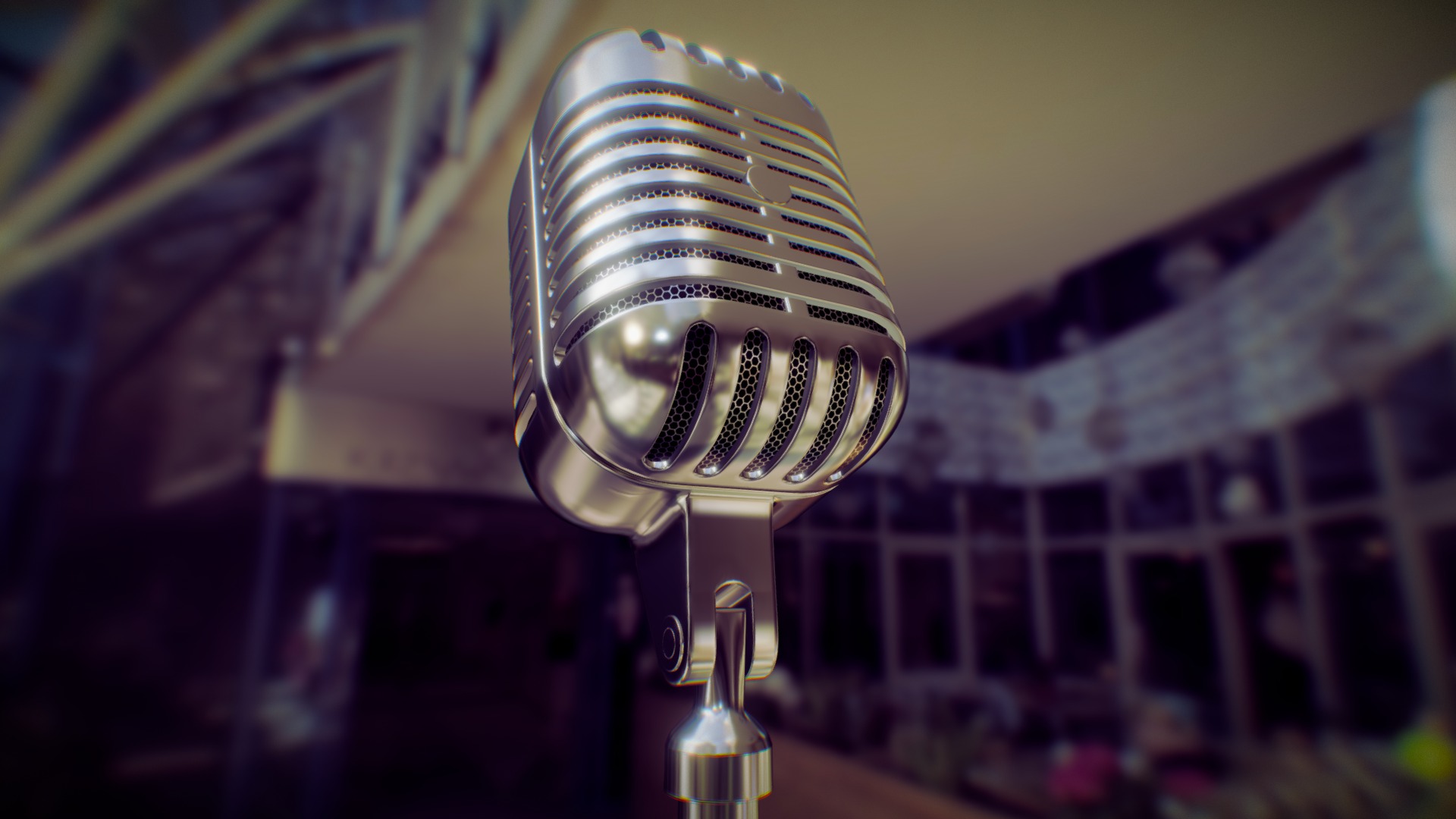 3D model Retro microphone - This is a 3D model of the Retro microphone. The 3D model is about a close-up of a light bulb.