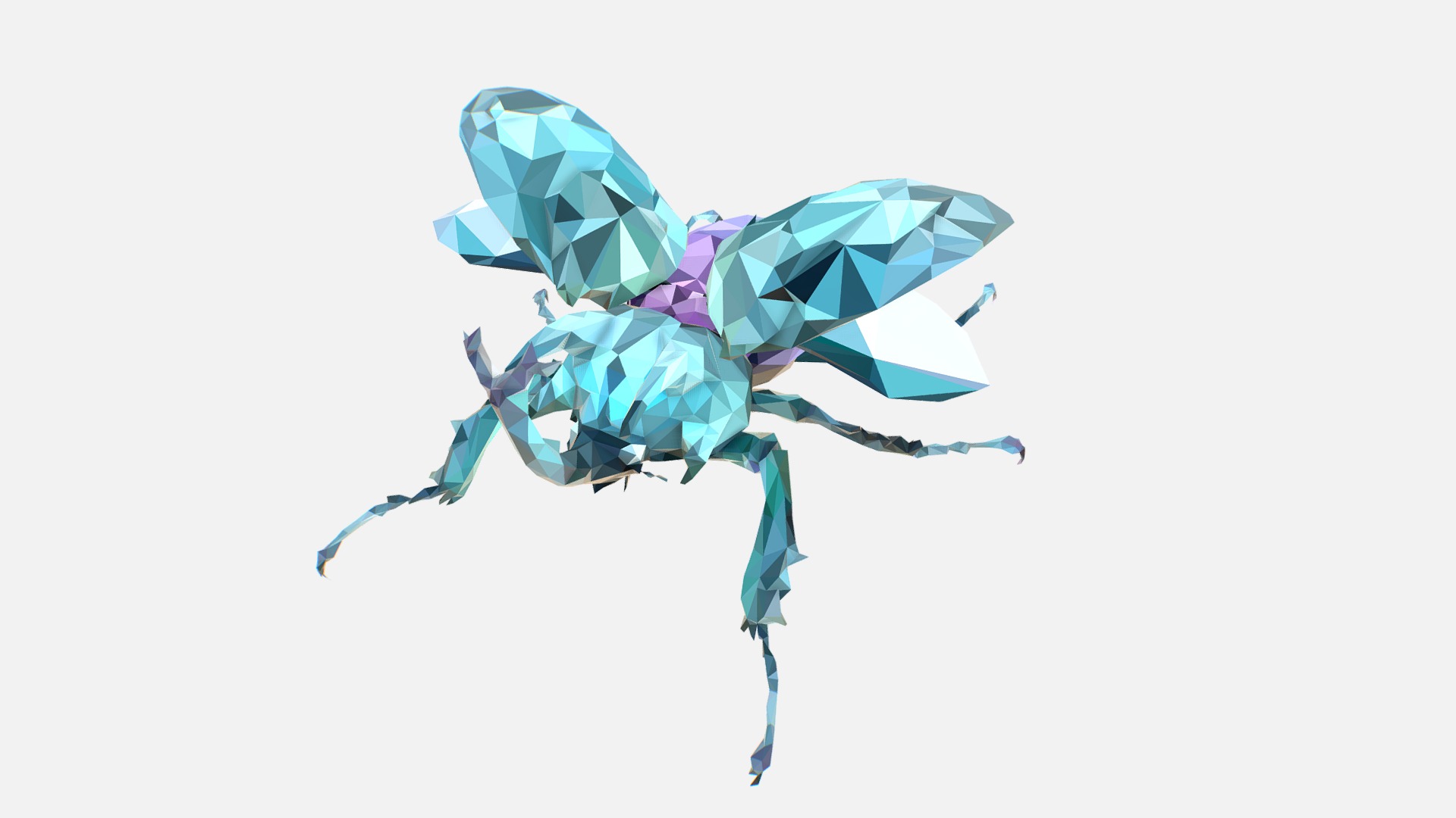 3D model low poly art white Giant Beetle insect - This is a 3D model of the low poly art white Giant Beetle insect. The 3D model is about a blue and white butterfly.