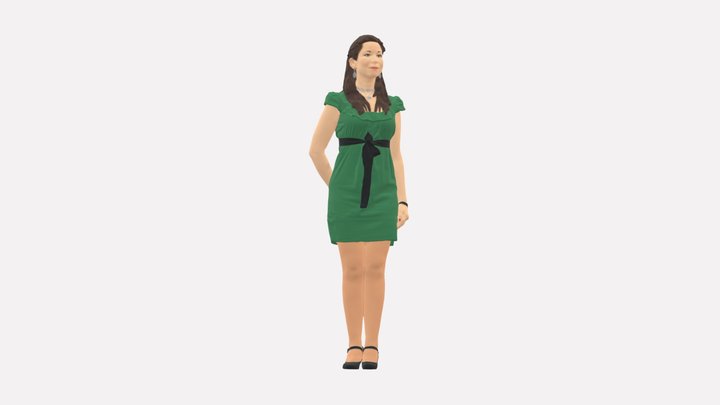 Woman In Gree Dress 0748 3D Model