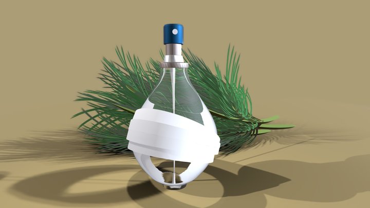 PERFUME BOTTLE WITH STRIPS on brown background 3D Model