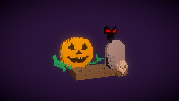 Happy Halloween voxel model 3D Model