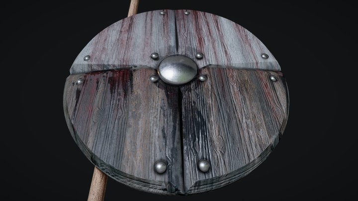 Medieval shield & spear – Kostenloses 3D-Modell STL
