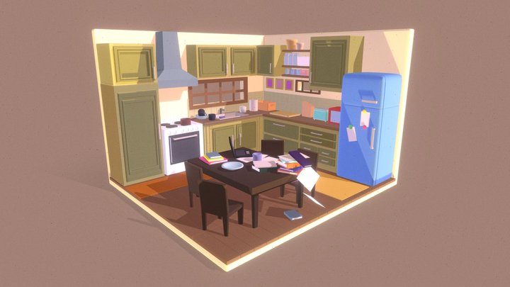 Isometric cozy kitchen 3D Model