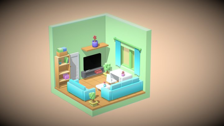 Isometric Low Poly Room 3D Model