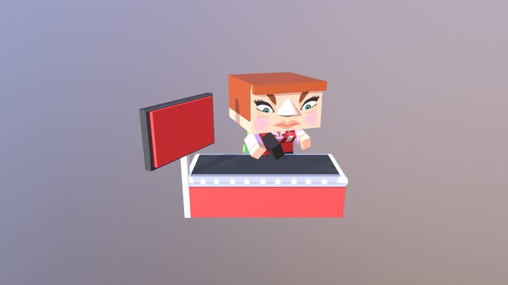 Red Cashier lady 3D Model