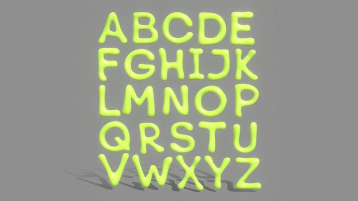3D Alphabet bubble inflated rounded liquid font 3D Model