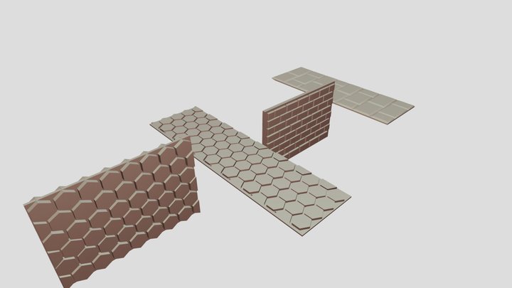 Stylized Stone Streets + Glowing Honeycomb Walls 3D Model