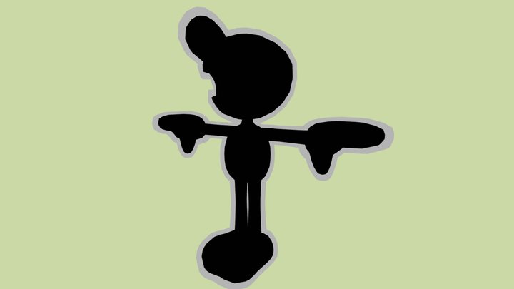mr game and watch with outline 3D Model