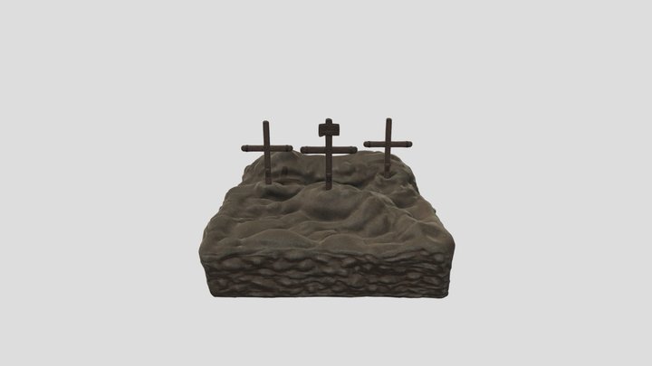 Asset 3D - The 3 Crosses - Dixi Diorama Free 3D Model