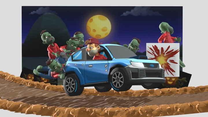 HCR2 zombie chase scene 3D Model