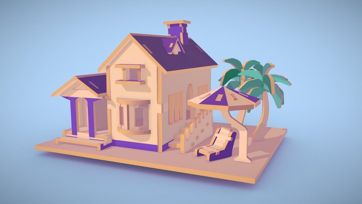 Wooden beach house 3D Model