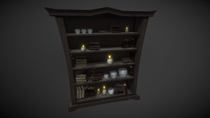 Stylized Book Shelf 3D Model