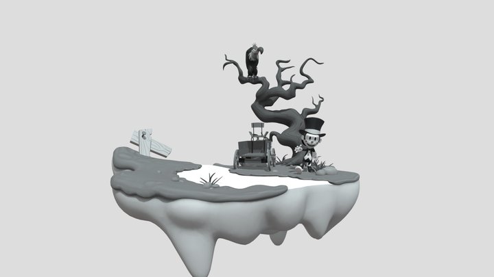 Vintage Cartoon Scene 3D Model