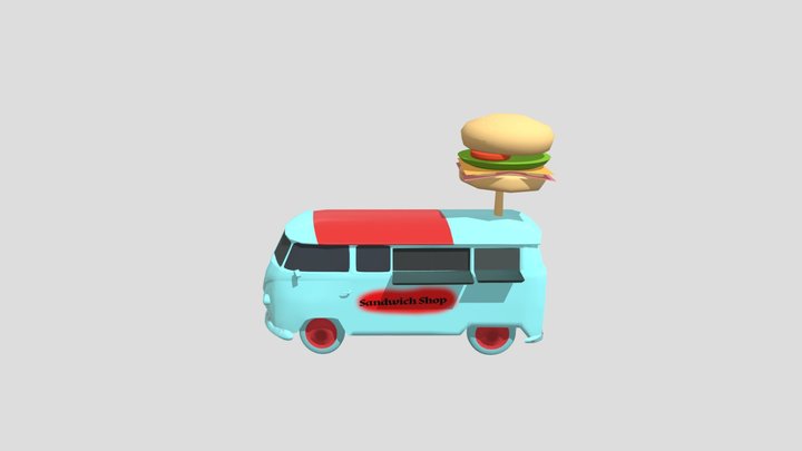 VW T1 Transporter Mobile Sandwich Shop 3D Model
