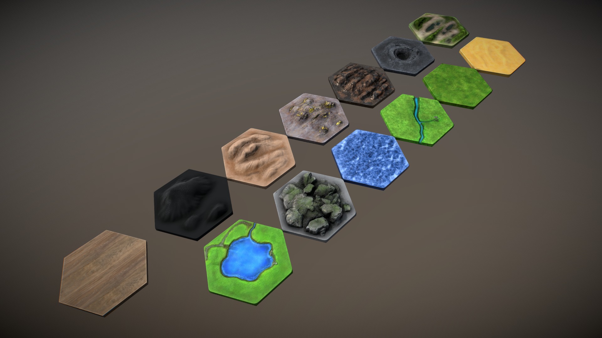 3D model Hexlands Set1 - This is a 3D model of the Hexlands Set1. The 3D model is about a group of different colored rocks.