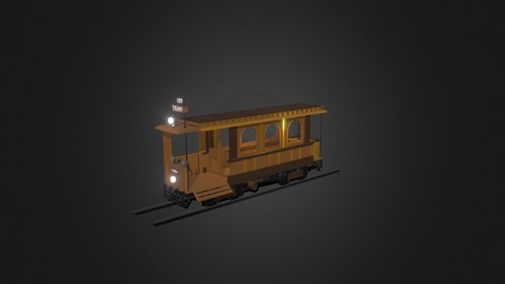 Vintage Old Tram 3D Model