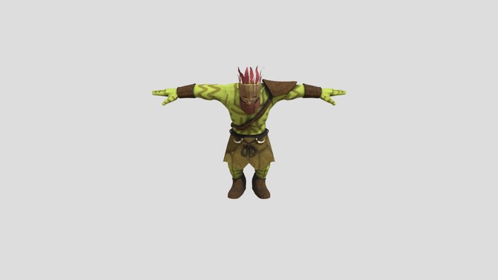 Ork Shaman Low Poly 3D Model