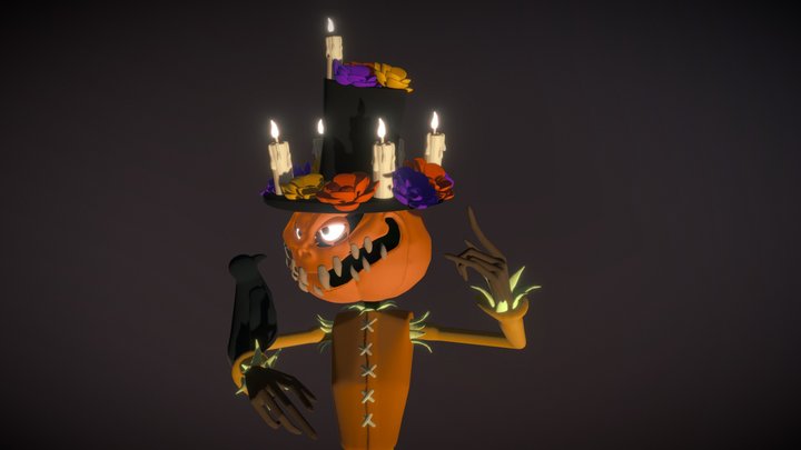 Free Halloween Themed Scarecrow (Mesh Remeshed) 3D Model