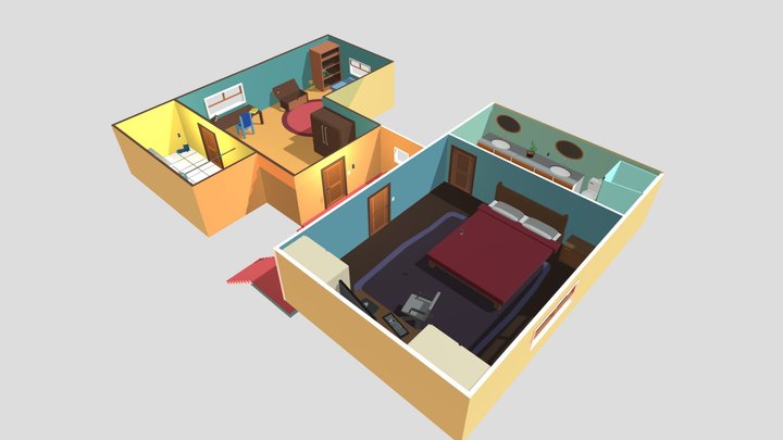 2º Andar casa do Lô - Game Simple Tasks 3D Model