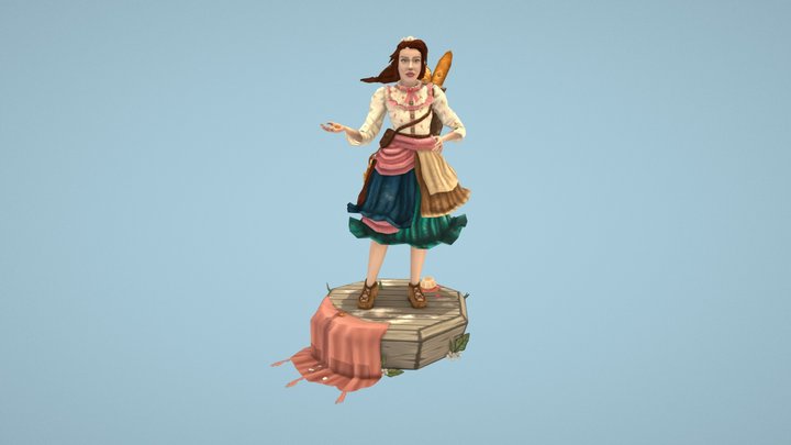 Village Character, Baker, LowPoly-DMUGameArt 3D Model