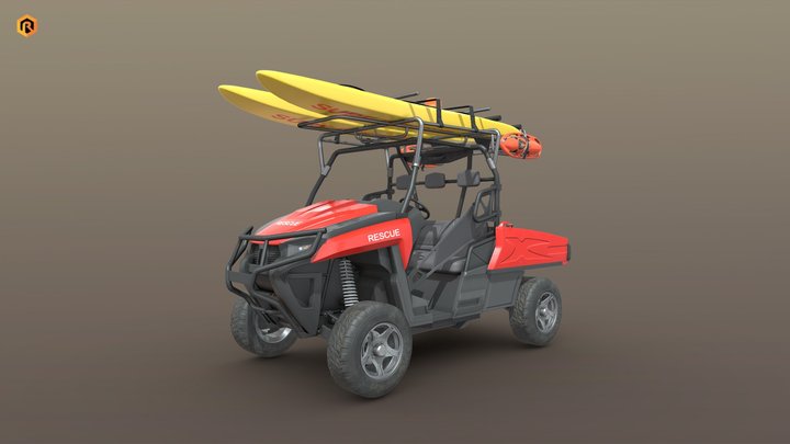 Lifeguard Vehicle WIth Buoys And Boards 3D Model