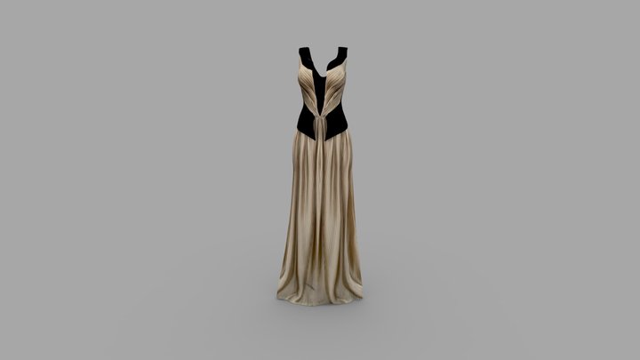 Deeep Cleavage Long Night Formal Dress Gown 3D Model