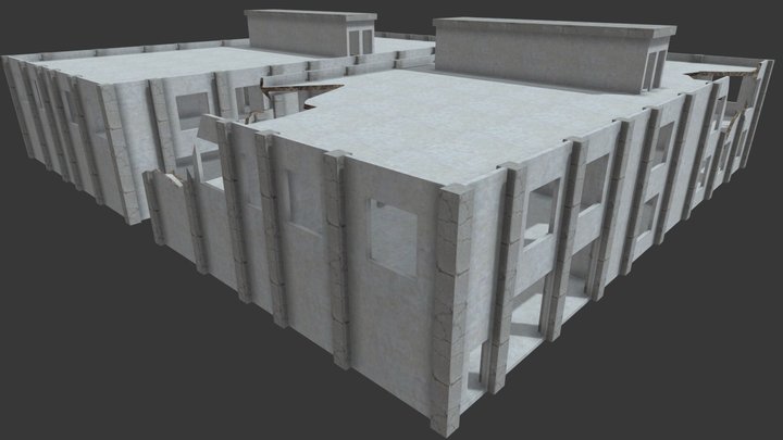 Low-Poly Industrial Building 3D Model
