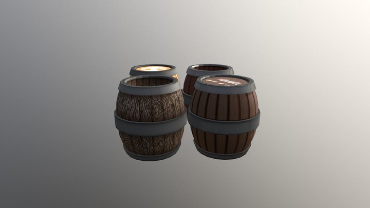 Group of Barrels 3D Model