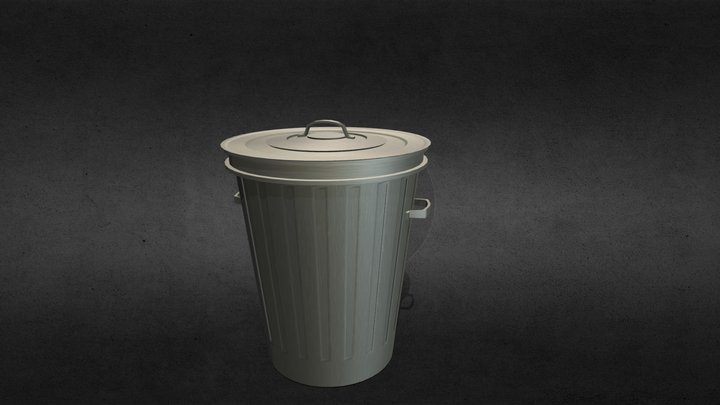 Metal Garbage Bin 3D Model